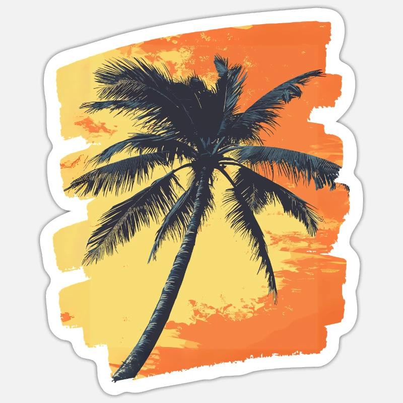 Palm Tree Sunset Summer - Sticker size S (10 x 10 cm) - white matte