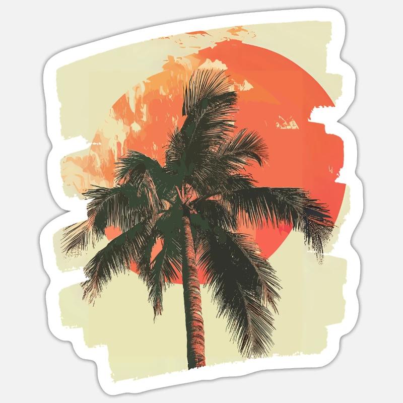Palm Tree Sunset Summer - Sticker size S (10 x 10 cm) - white matte