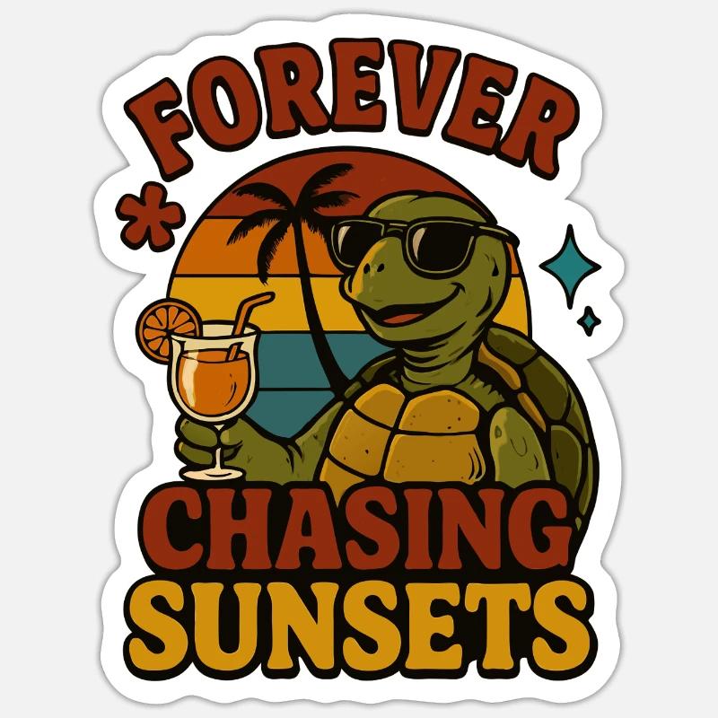 Forever Chasing Sunsets Turtle Sticker size S (10 x 10 cm)