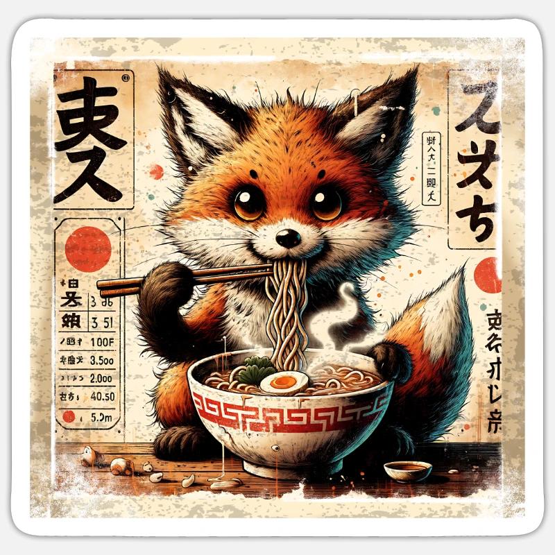 Ramen Fox - Sticker size S (10 x 10 cm) - white matte