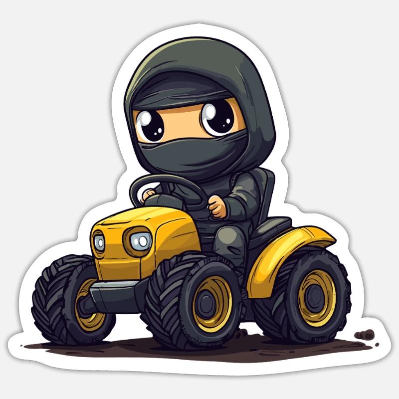 Ninja auf Traktor Sticker Größe S (10 x 10 cm)