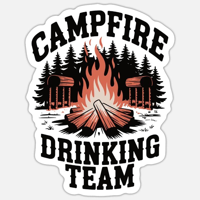 Campfire Drinking Team - Sticker Größe S (10 x 10 cm) - Mattweiß