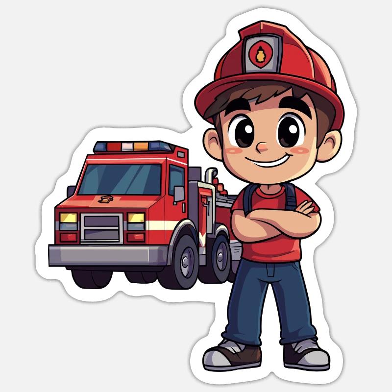 Children's Fire Brigade - Sticker size S (10 x 10 cm) - white matte