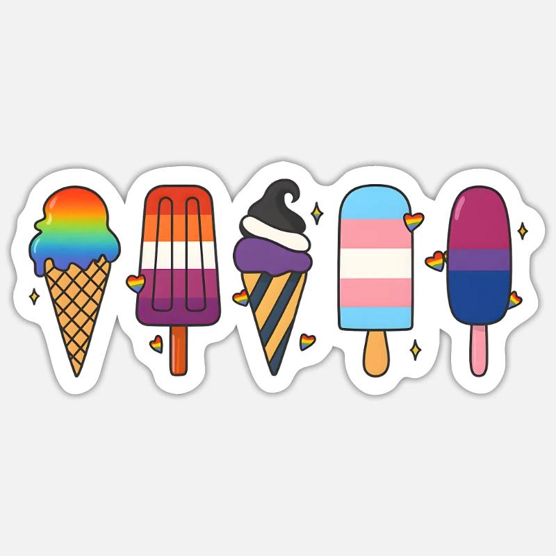 Conception de crème glacée LGBTQ Pride – Love Diversity CSD - Sticker taille S (10 x 10 cm) - blanc mat