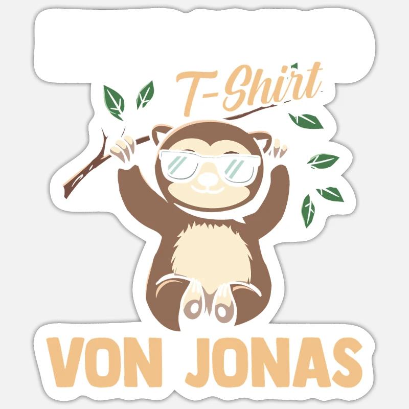 Faultier Jonas - Sticker Größe S (10 x 10 cm) - Mattweiß