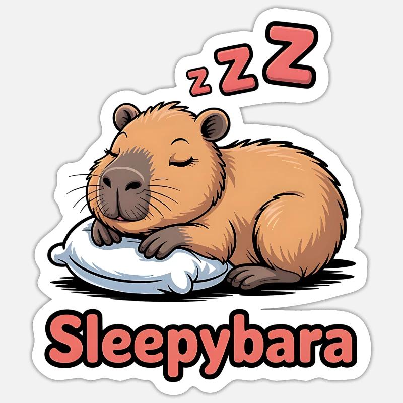 Sleepybara Dream Cuddle - Sticker size S (10 x 10 cm) - white matte