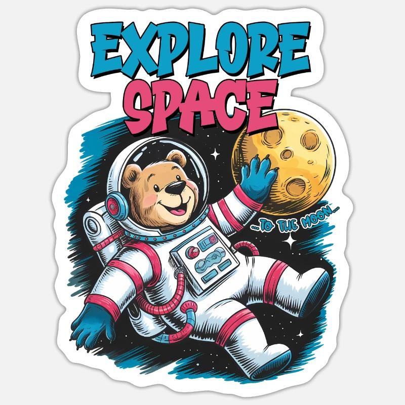 Explorez l’ours astronaute de l’espace Sticker taille S (10 x 10 cm)