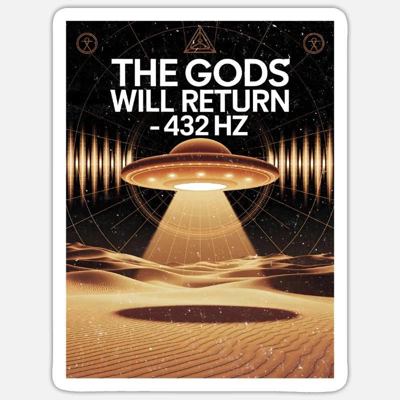 Les Dieux reviendront 432Hz - Sticker taille S (10 x 10 cm) - blanc mat