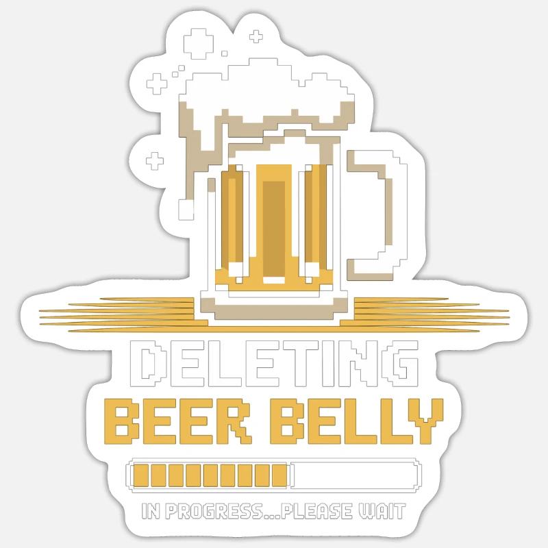 Fortschritt: Bierbauch löschen - Sticker Größe S (10 x 10 cm) - Mattweiß