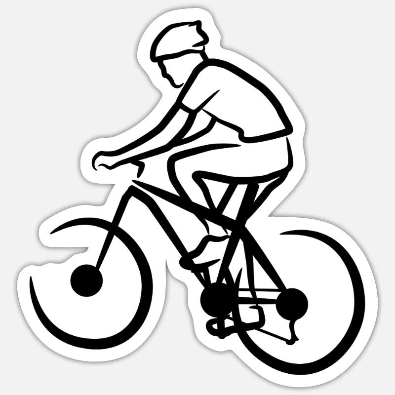 Mountain Biker Drawing - Sticker size S (10 x 10 cm) - white matte