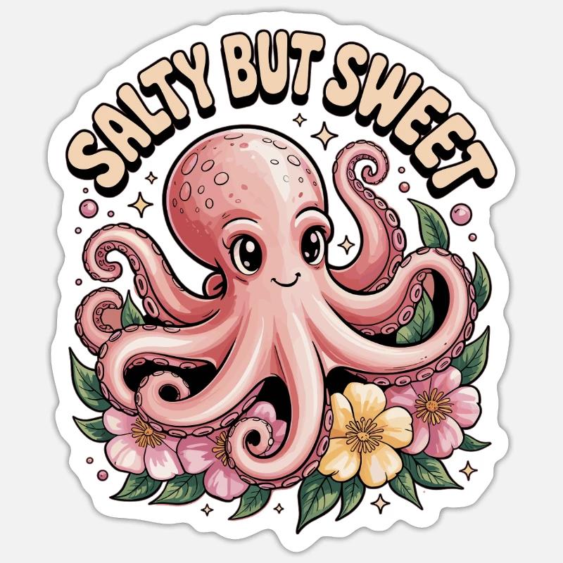 Conception mignonne de pieuvre Sticker taille S (10 x 10 cm)