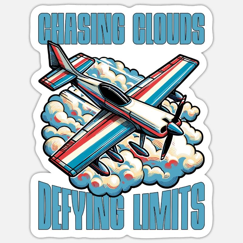 Aerobatic Pilot Chasing Clouds Defying Model Pilot Sticker Größe S (10 x 10 cm)