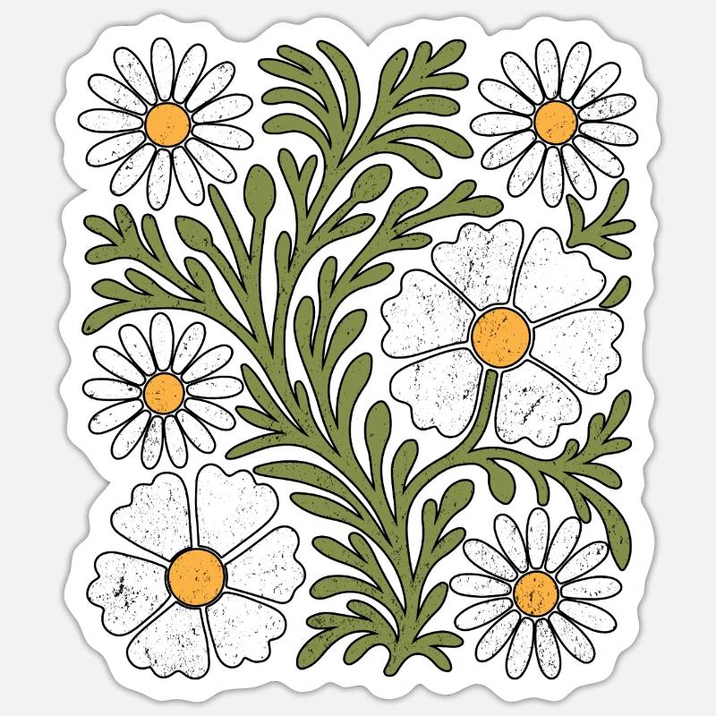 Boho Gänseblümchen - Sticker Größe S (10 x 10 cm) - Mattweiß