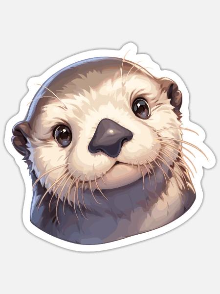 Seeotter - Sticker Größe S (10 x 10 cm) - Mattweiß