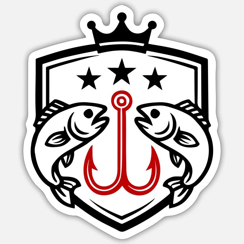 Fish Hook Fish Icon - Sticker size S (10 x 10 cm) - white matte