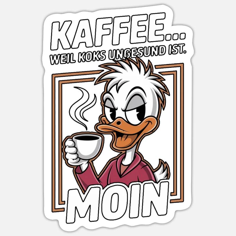 Café Duck Moin - Sticker taille S (10 x 10 cm) - blanc mat