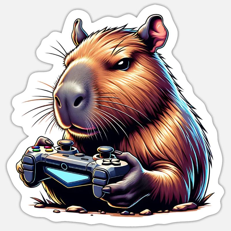 Capybara Gaming - Sticker size S (10 x 10 cm) - white matte