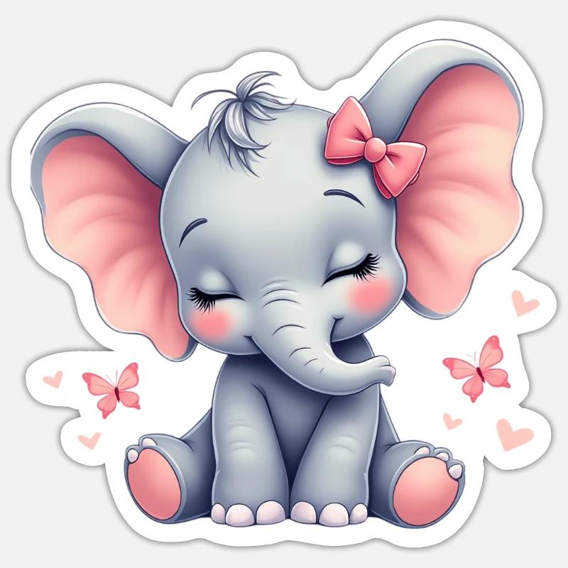 Bébé éléphant - Sticker taille S (10 x 10 cm) - blanc mat