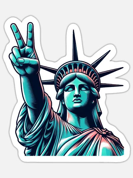 Freiheitsstatue Peace - Sticker Größe S (10 x 10 cm) - Mattweiß