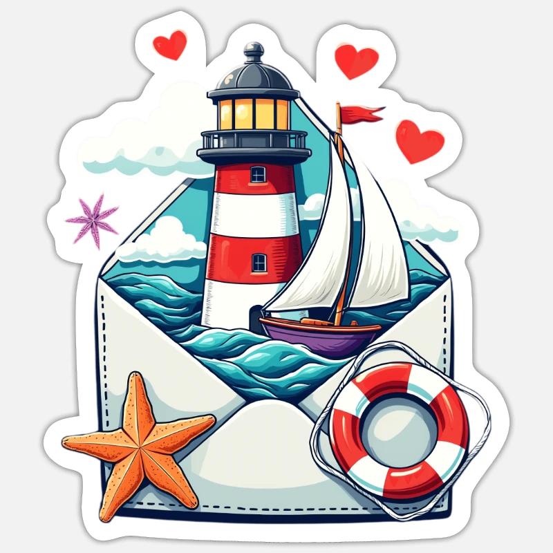 maritime mail - Sticker size S (10 x 10 cm) - white matte