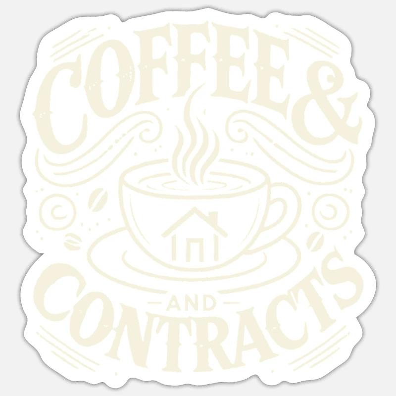 Kaffee und Verträge - Sticker Größe S (10 x 10 cm) - Mattweiß