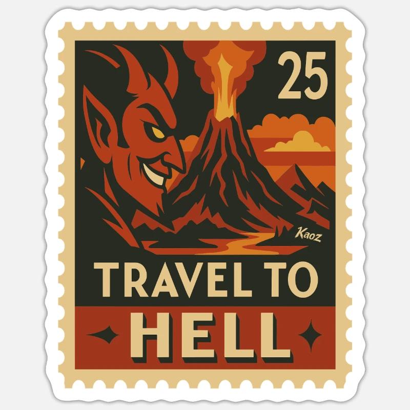 Devilish Journey to Hell as a stamp Sticker size S (10 x 10 cm)