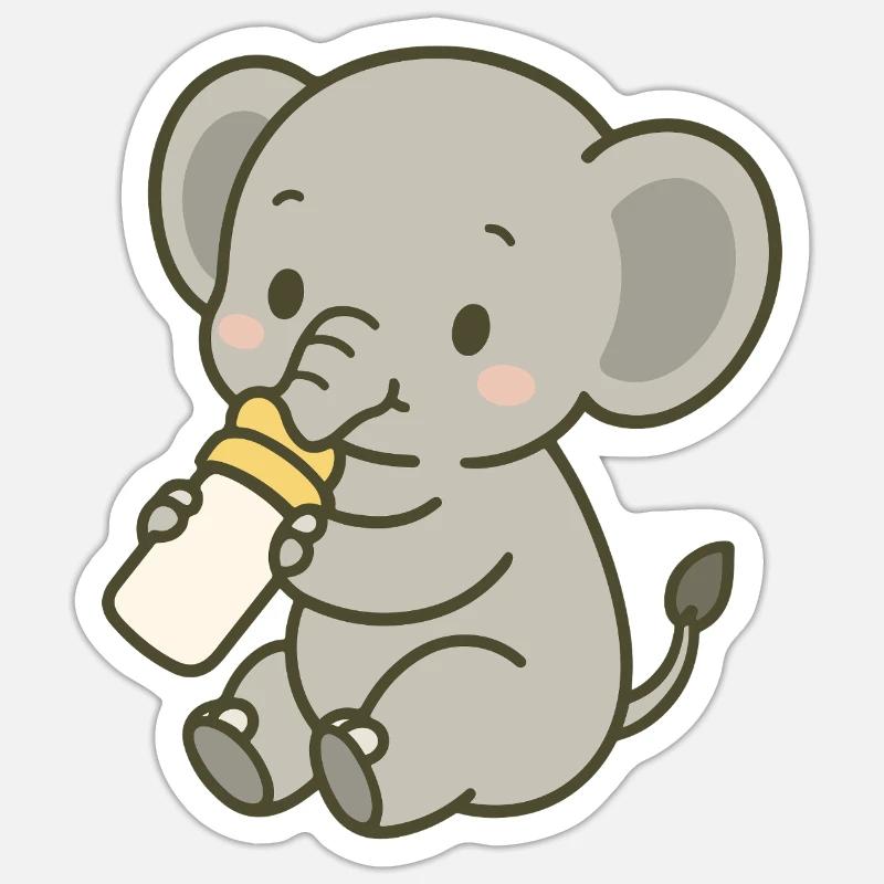 Tiny Trunk Sip - Sticker Größe S (10 x 10 cm) - Mattweiß