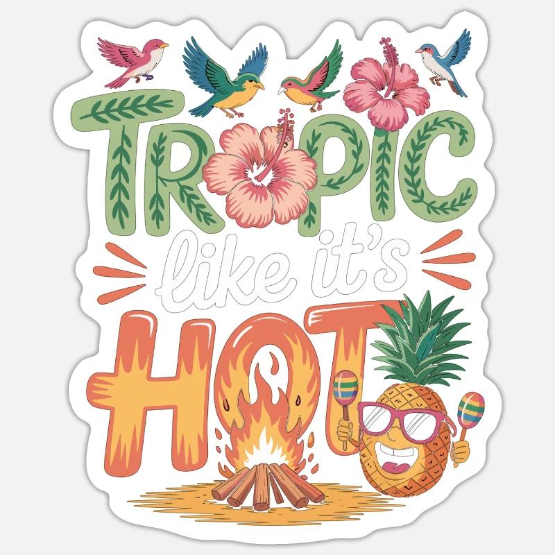 Tropique comme s’il faisait chaud - Sticker taille S (10 x 10 cm) - blanc mat