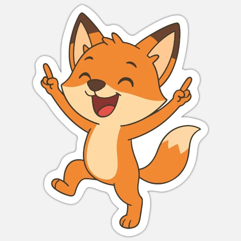 Cheerful Fox - Sticker size S (10 x 10 cm) - white matte