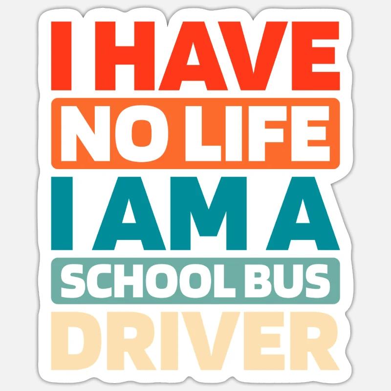 Chauffeur d’autobus scolaire - Sticker taille S (10 x 10 cm) - blanc mat