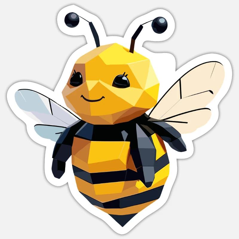 Cute polygon bumblebee design - Sticker size S (10 x 10 cm) - white matte