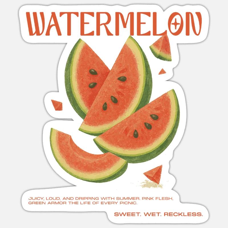 Doux. Humide. – Tranche de pastèque rétro Sticker taille S (10 x 10 cm)