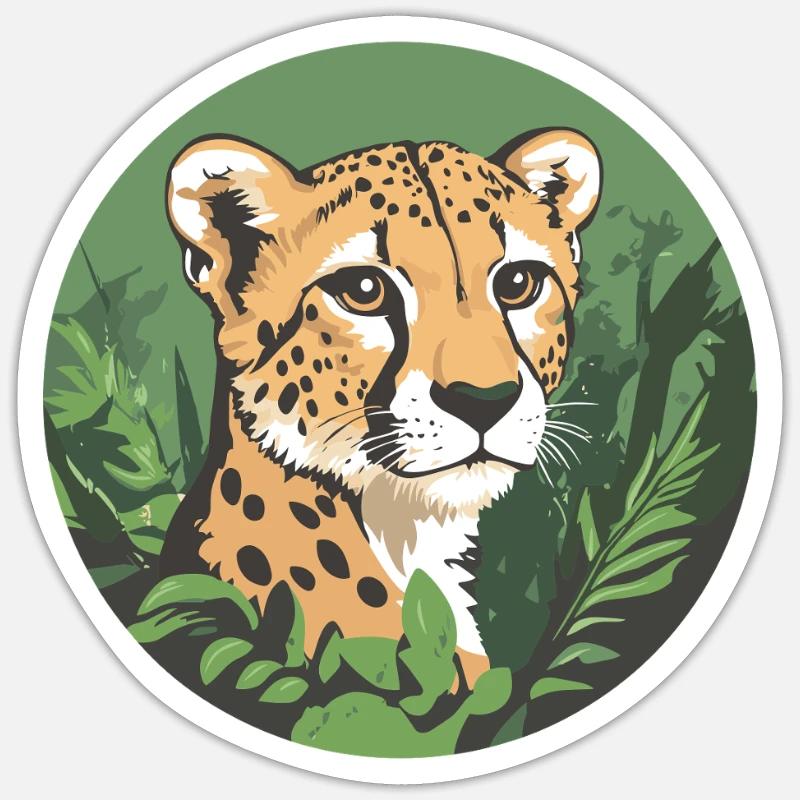 Guépard dans la jungle Sticker taille S (10 x 10 cm)