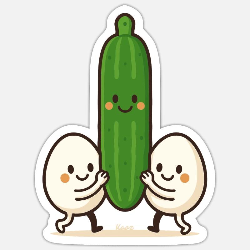 Zwei Eier & eine Gurke – Beste Freunde - Sticker Größe S (10 x 10 cm) - Mattweiß