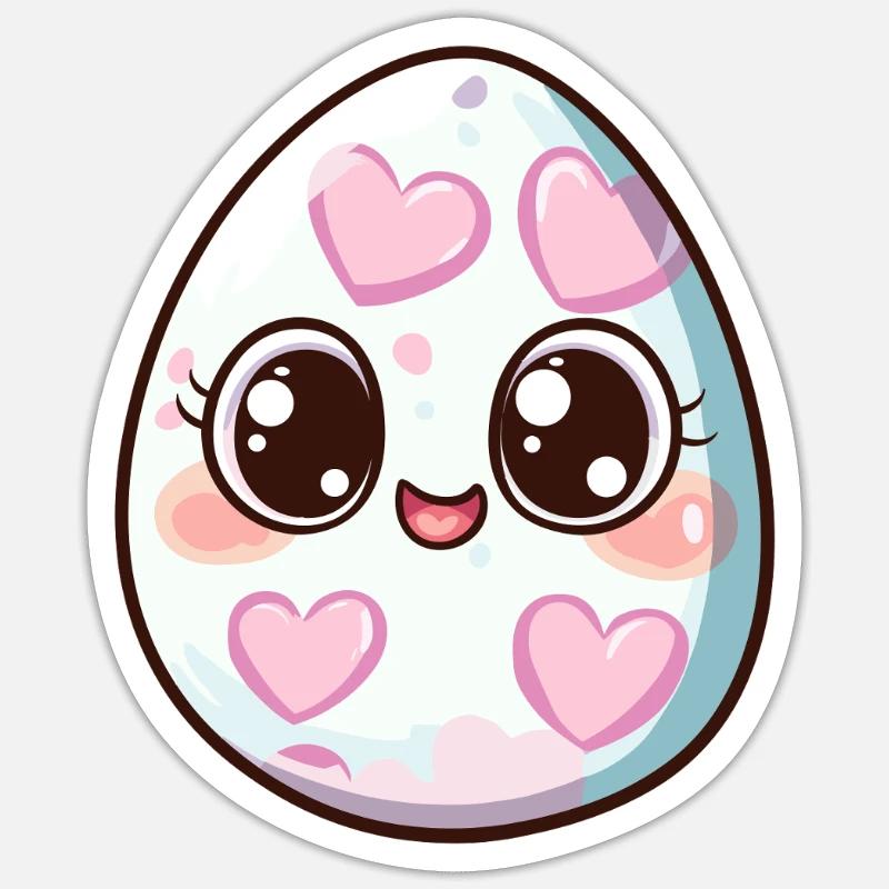 Süßes Ei mit Herzchen Sticker Größe S (10 x 10 cm)
