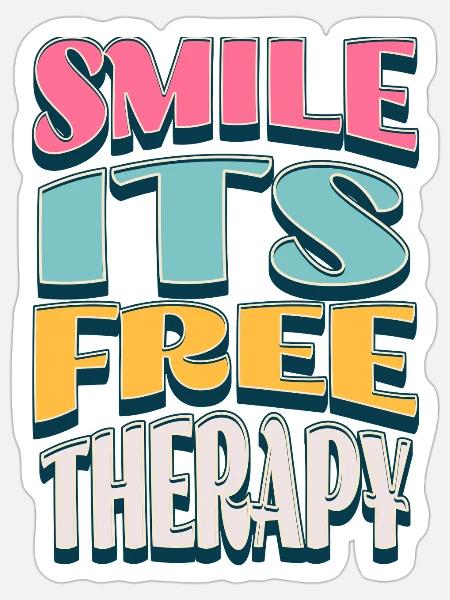 Smile Its Free Therapy – bunte Comic-Schrift - Sticker Größe S (10 x 10 cm) - Mattweiß