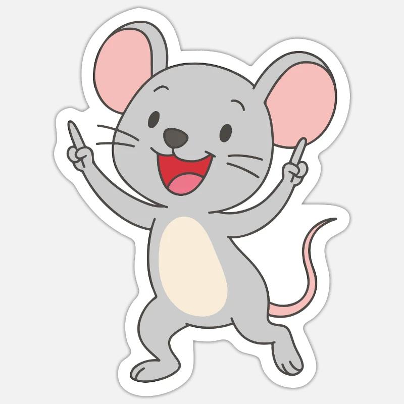Dancing fun mouse - Sticker size S (10 x 10 cm) - white matte