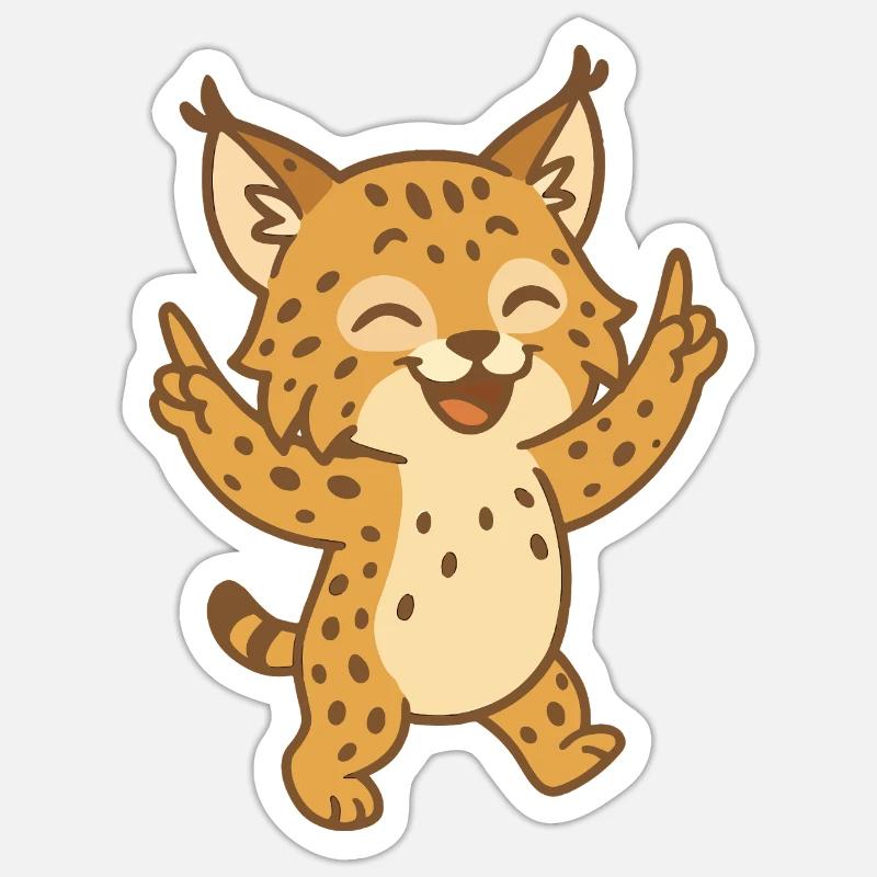 Feiernder Luchs Sticker Größe S (10 x 10 cm)