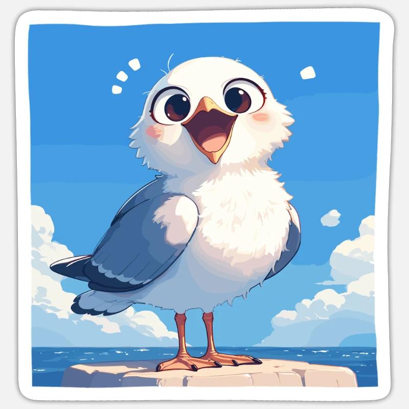 Möwen Möwe - Sticker Größe S (10 x 10 cm) - Mattweiß