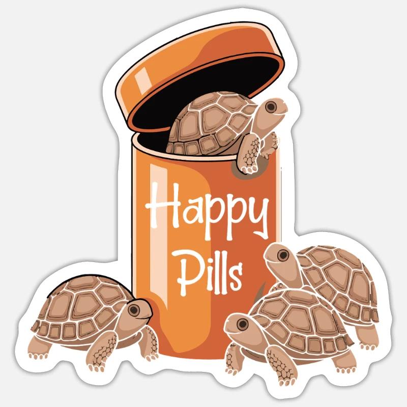 Shellbedeckte Glückspillen!, Sulcata-schildkröte - Sticker Größe S (10 x 10 cm) - Mattweiß