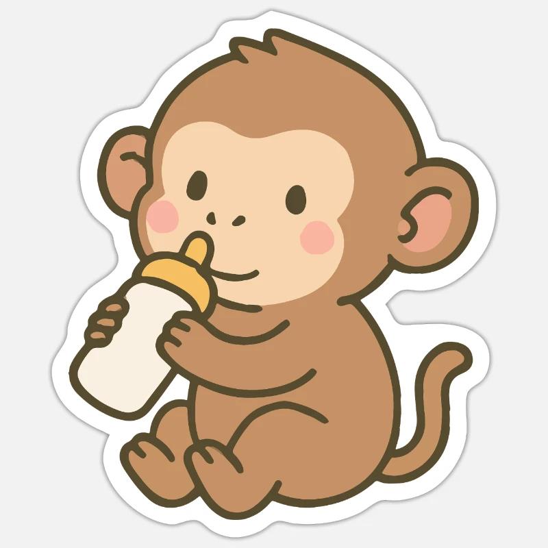 Flacon Singe - Sticker taille S (10 x 10 cm) - blanc mat