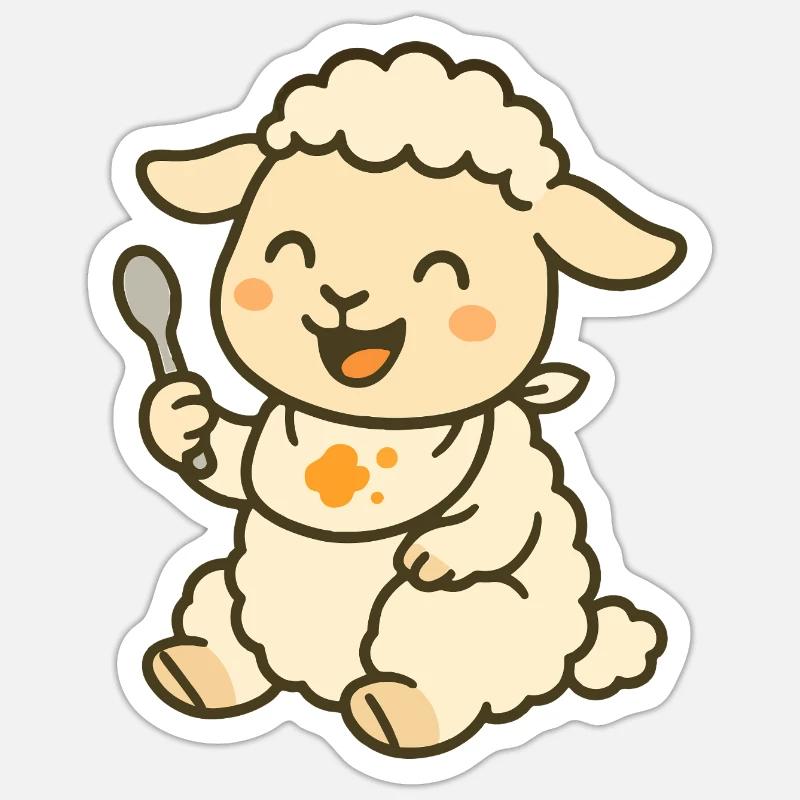 Snack time with lamb - Sticker size S (10 x 10 cm) - white matte