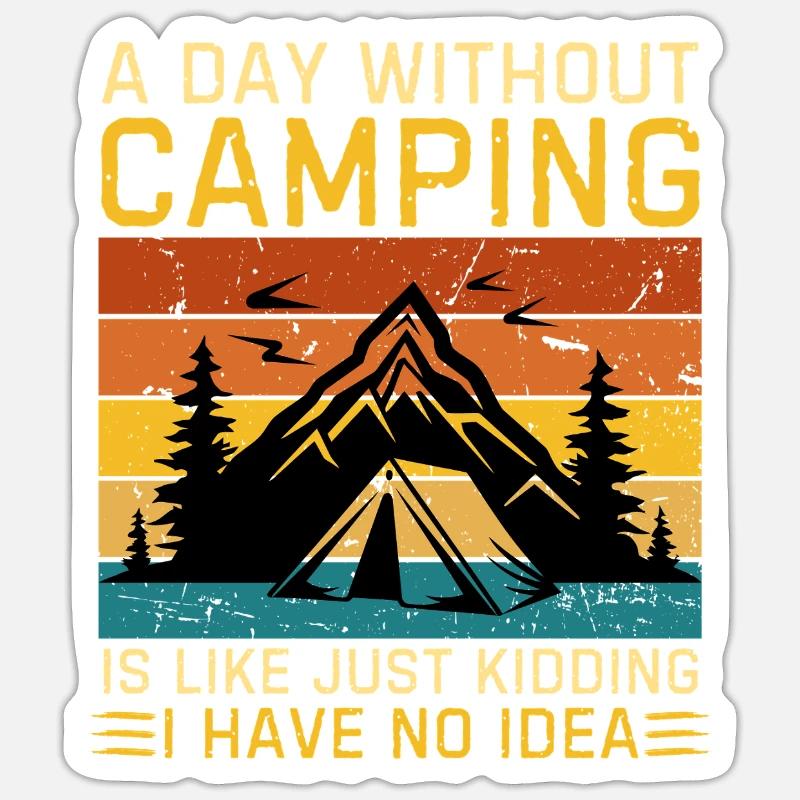 Drôle de camping dicton camping - Sticker taille S (10 x 10 cm) - blanc mat