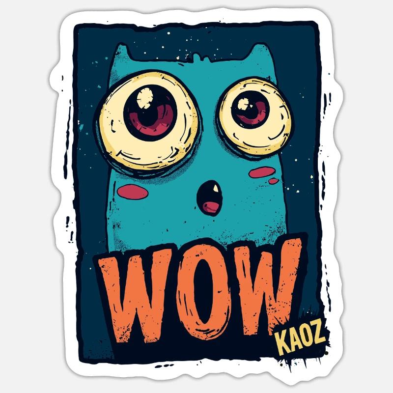 WOW, Monstre de bande dessinée submergé avec effet - Sticker taille S (10 x 10 cm) - blanc mat