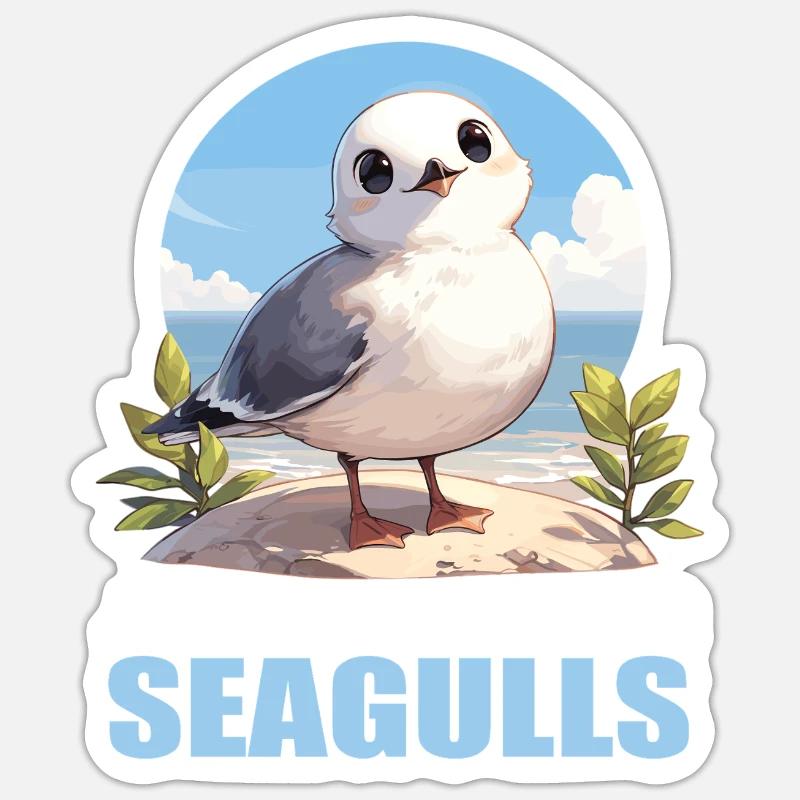 Möwen Möwe - Sticker Größe S (10 x 10 cm) - Mattweiß