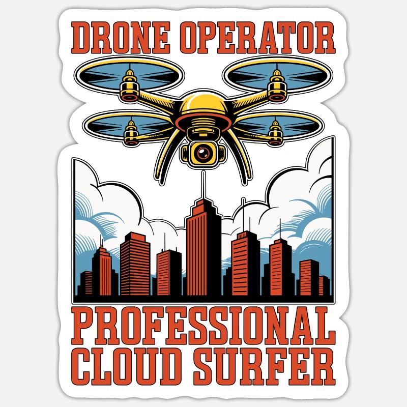 Drone Operator Professional Cloud Drone Flying Sticker Größe S (10 x 10 cm)