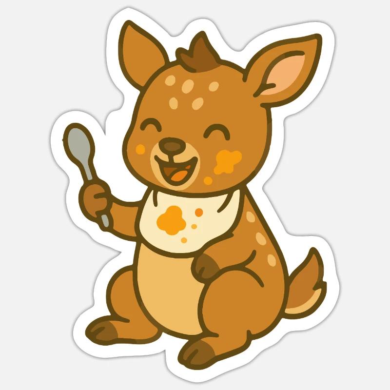 Nourrir avec le faon – Mignon bébé de la forêt Sticker taille S (10 x 10 cm)