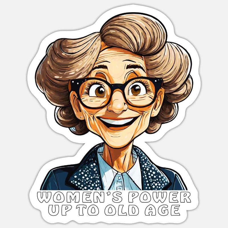 ÆLDRE KVINDE KVINDERS MAGT OP TIL ALDERDOMMEN - Sticker størrelse S (10 x 10 cm) - mat hvid
