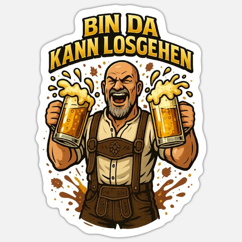 Bier Bierkrug Bierflasche Bierzelt Biergarten - Sticker Größe S (10 x 10 cm) - Mattweiß