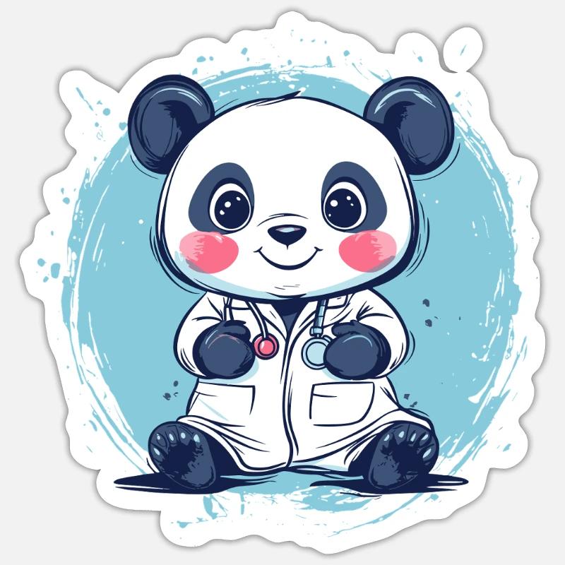 Panda in Doktorrobe - Sticker Größe S (10 x 10 cm) - Mattweiß